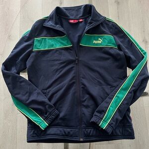 Puma Navy Track Jacket with Green Stripe